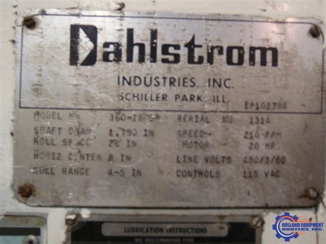 1998 DAHLSTROM 360-18-OB Rollforming, Rollformers | Holland Equipment Hunters, Inc.