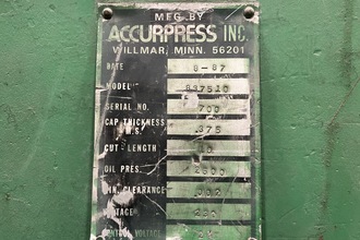1987 ACCURSHEAR 837510 Fabricating Machinery, Power Squaring Shears (Inch) | Holland Equipment Hunters, Inc. (6)